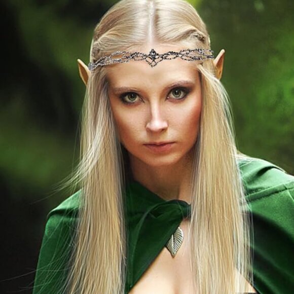 Rhinestone Fairy Crown for Women Crystal Elf Crown Silver/Gold Circlet Costume H - Picture 7 of 7